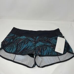 lululemon athletica Teal and Black Palm-Print Athletic Shorts